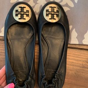 Tory Burch black and gold flats